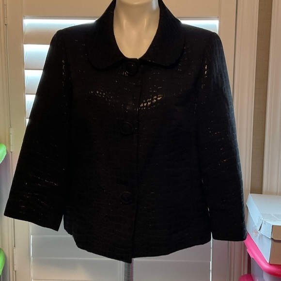 Chic Black Textured Women's Blazer - Picture 1 of 9